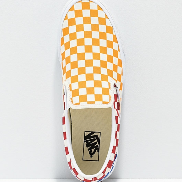 1 LEFT🆕Vans | Classic Slip-On Checkerboard Shoes Multi Color -Red Blue & Orange - Picture 2 of 12